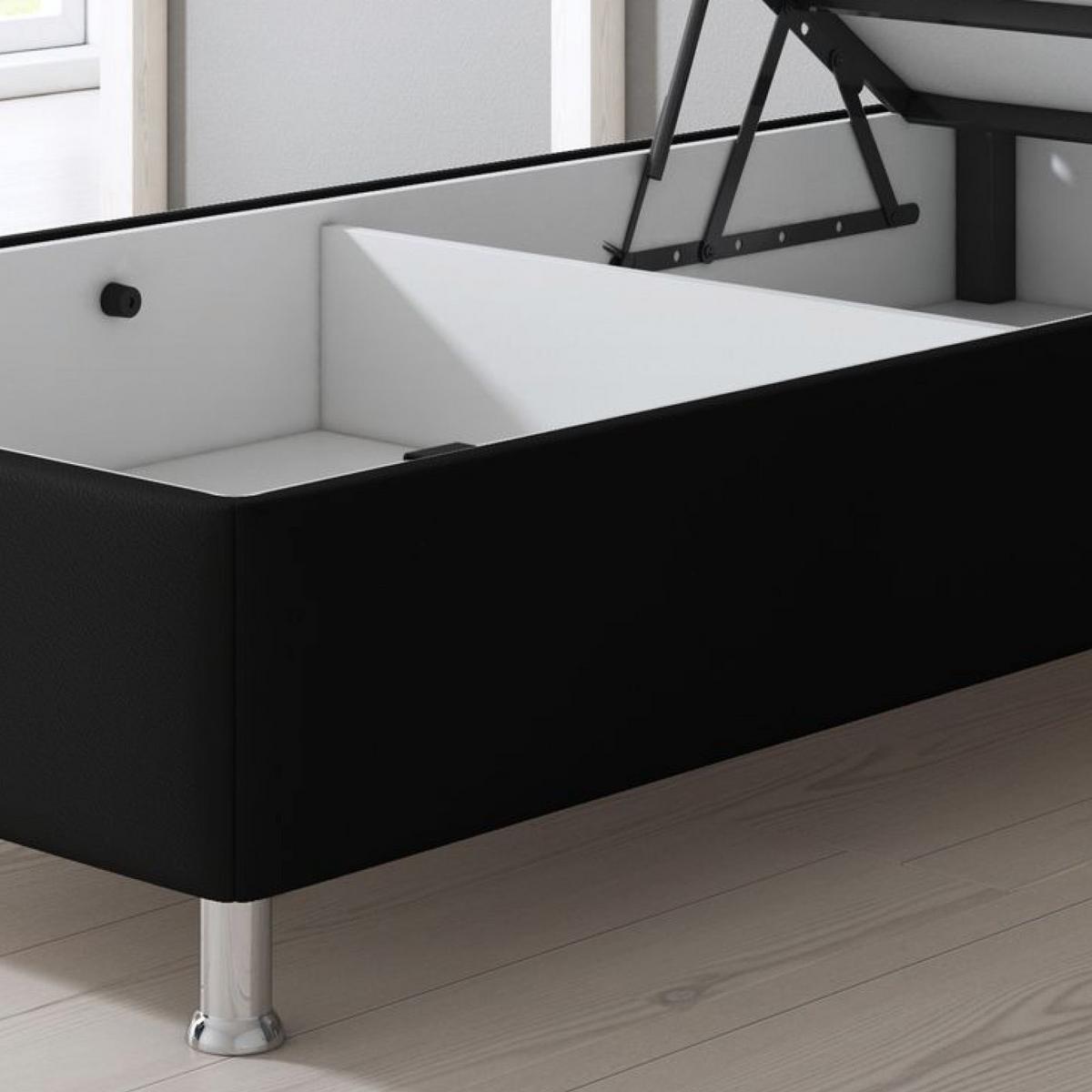 Boxspringbett Mit Topper 90x200 Cm Miami-Bk - Silberfarben/Schwarz, KONVENTIONELL, Leder/Textil (90/115/210cm) - MID.YOU