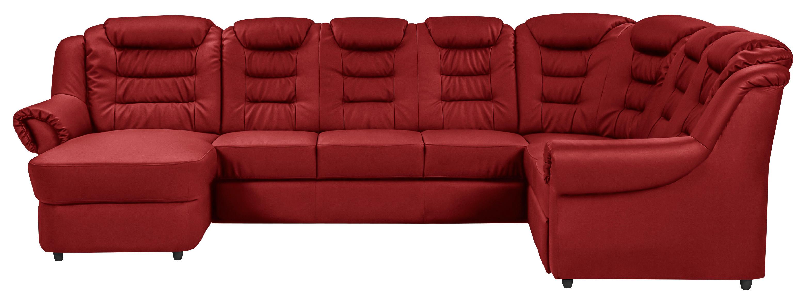 Wohnlandschaft Boston Rot Lederlook - Rot/Schwarz, KONVENTIONELL, Textil (165/333/216cm) - Livetastic