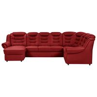 Wohnlandschaft Boston Rot Lederlook - Rot/Schwarz, KONVENTIONELL, Textil (165/333/216cm) - Livetastic