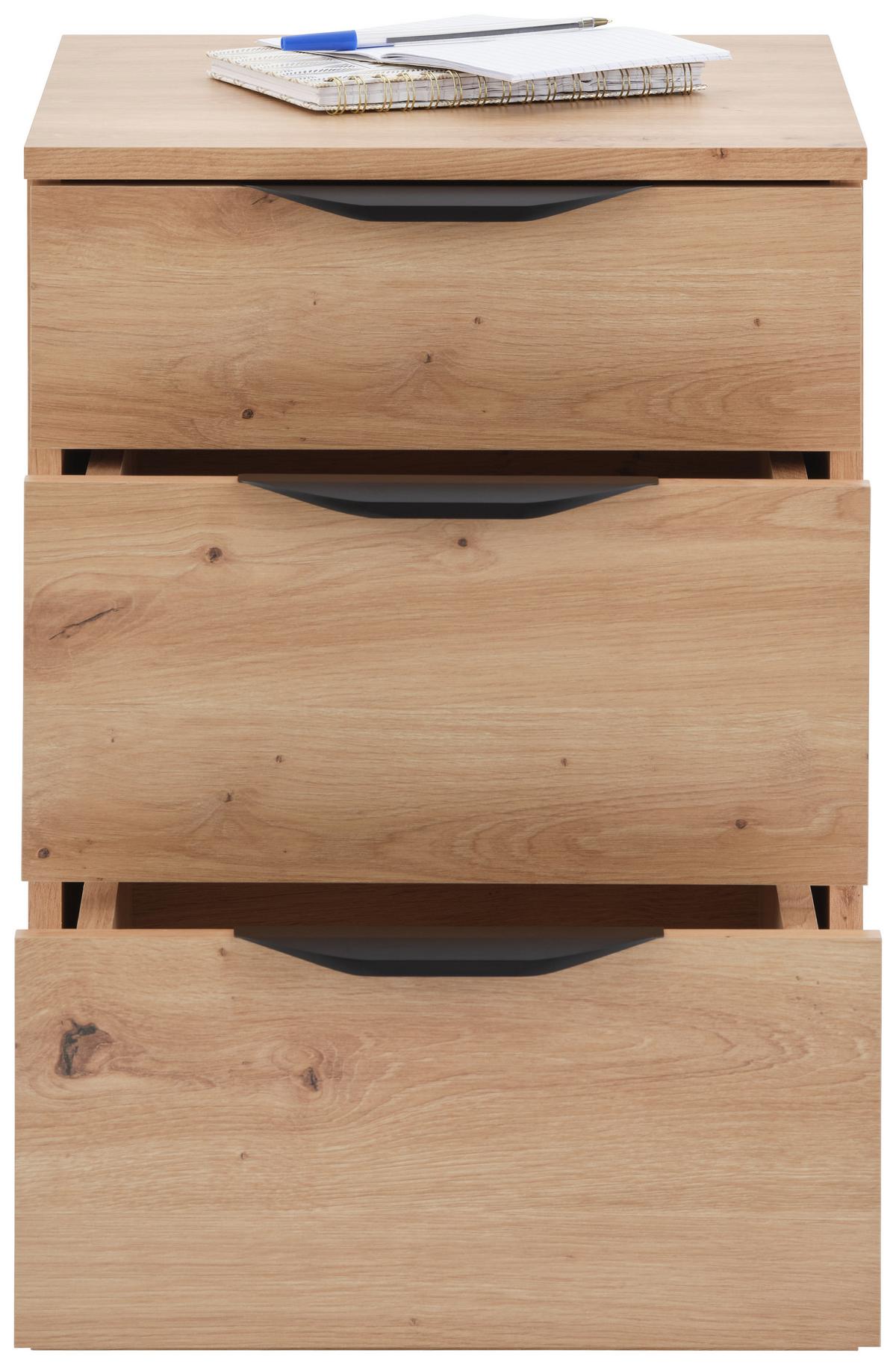 Kommode Rimini Mit 3 Laden Eiche Artisan, B: 40 Cm - Eiche Artisan, Trend, Holzwerkstoff/Kunststoff (40/60,1/40cm)