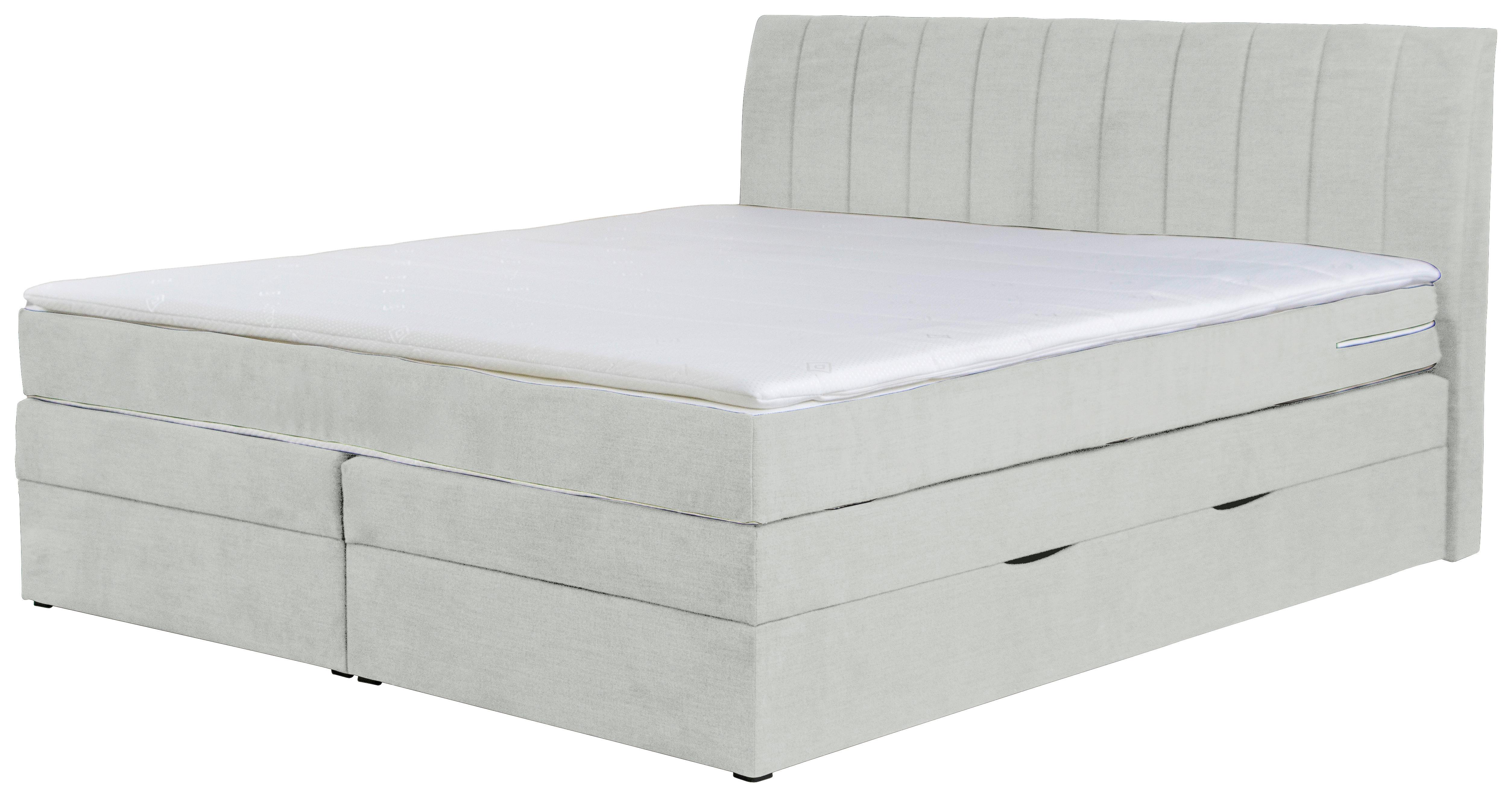 Boxspringbett Shark Hellgrau Lxf: Ca. 160x200 Cm - Hellgrau/Schwarz, Holzwerkstoff/Textil (160/200cm) - MID.YOU