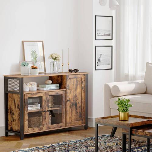 Kommode B: 110 Cm Braun/schwarz - Schwarz/Braun, Trend, Glas/Holzwerkstoff (110/75/33cm) - Boxxx