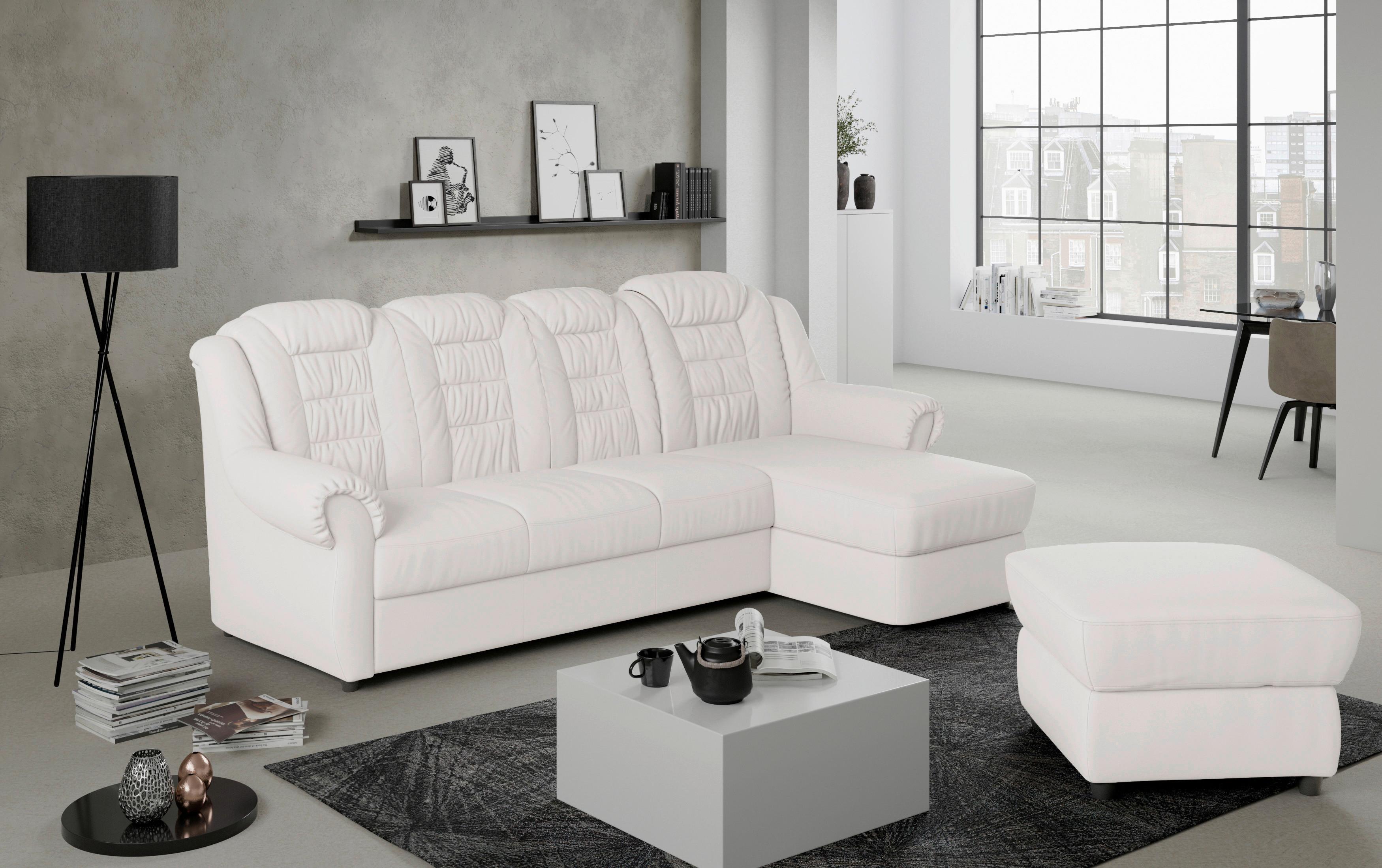 Ecksofa Boston Weiß Lederlook - Schwarz/Weiß, KONVENTIONELL, Textil (262/165cm) - Livetastic