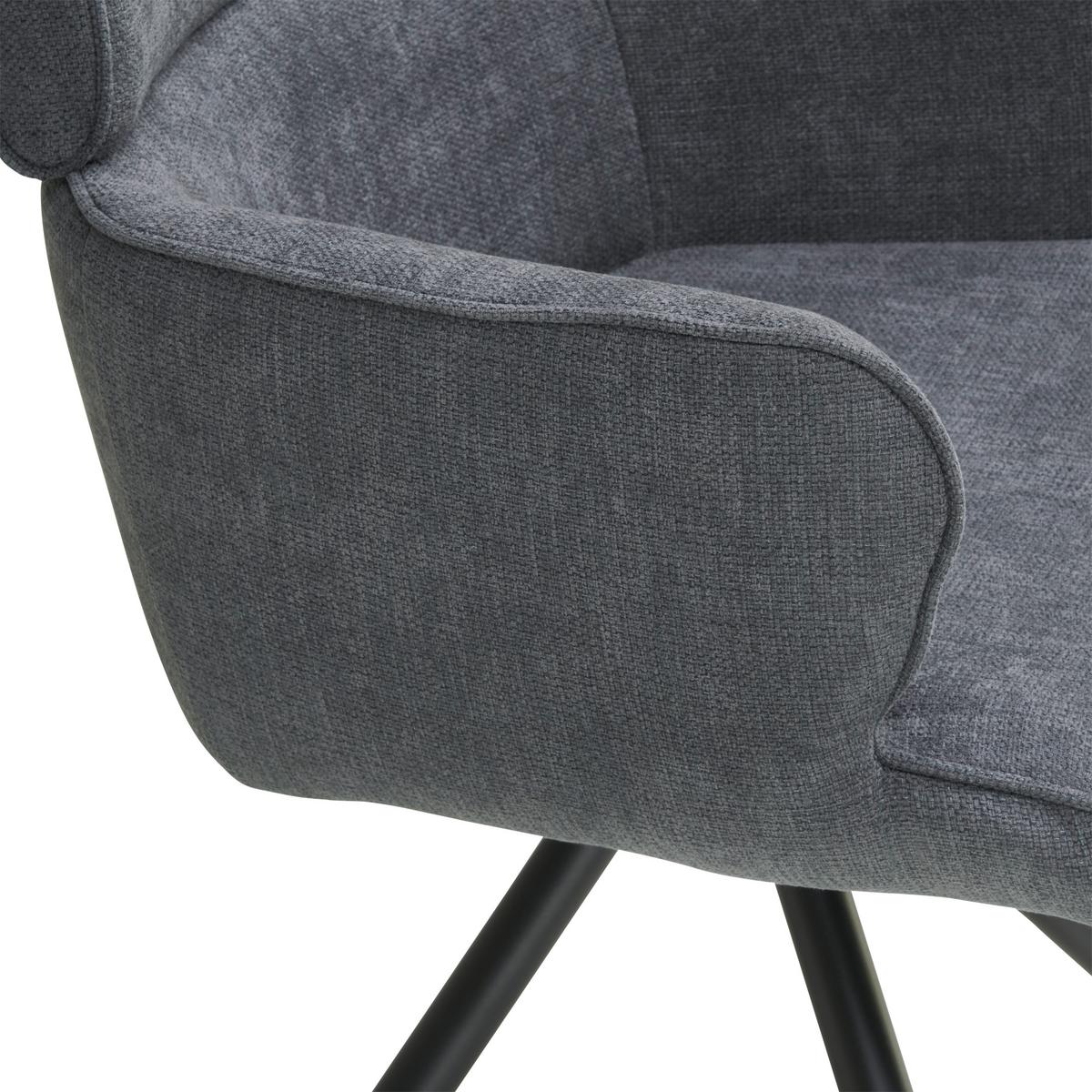 Armlehnstuhl Elis Webstoff Anthrazit, B: 62 cm - Anthrazit/Schwarz, KONVENTIONELL, Textil/Metall (62/89/62cm) - Livetastic