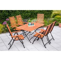 Gartentischgruppe 7tlg. Set - Schwarz/Naturfarben, KONVENTIONELL, Holz/Metall - Gardenson