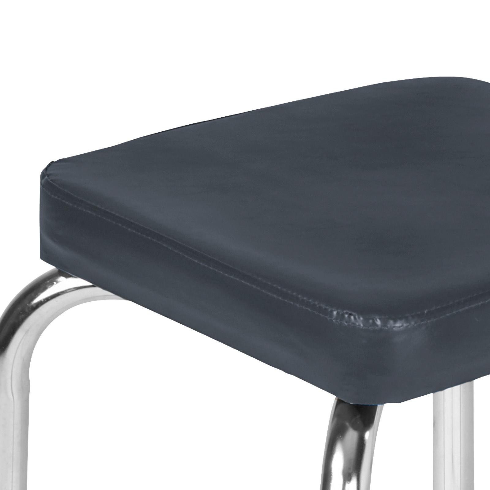 Stapelhocker Pik Metall Chrom/ Lederlook Schwarz H: 49 cm - Schwarz, KONVENTIONELL, Kunststoff/Metall (36/49/36cm)