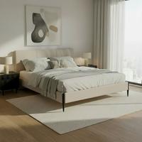 Čalouněná postel MELISA 180x200 cm, světle šedá - černá/světle šedá, Moderní, kov/dřevo (180/200cm) - Bessagi Home