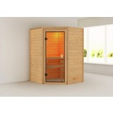 Sauna Bordeaux mit interner Steuerung am Ofen - Naturfarben, MODERN, Holz (146/198/146cm) - Karibu