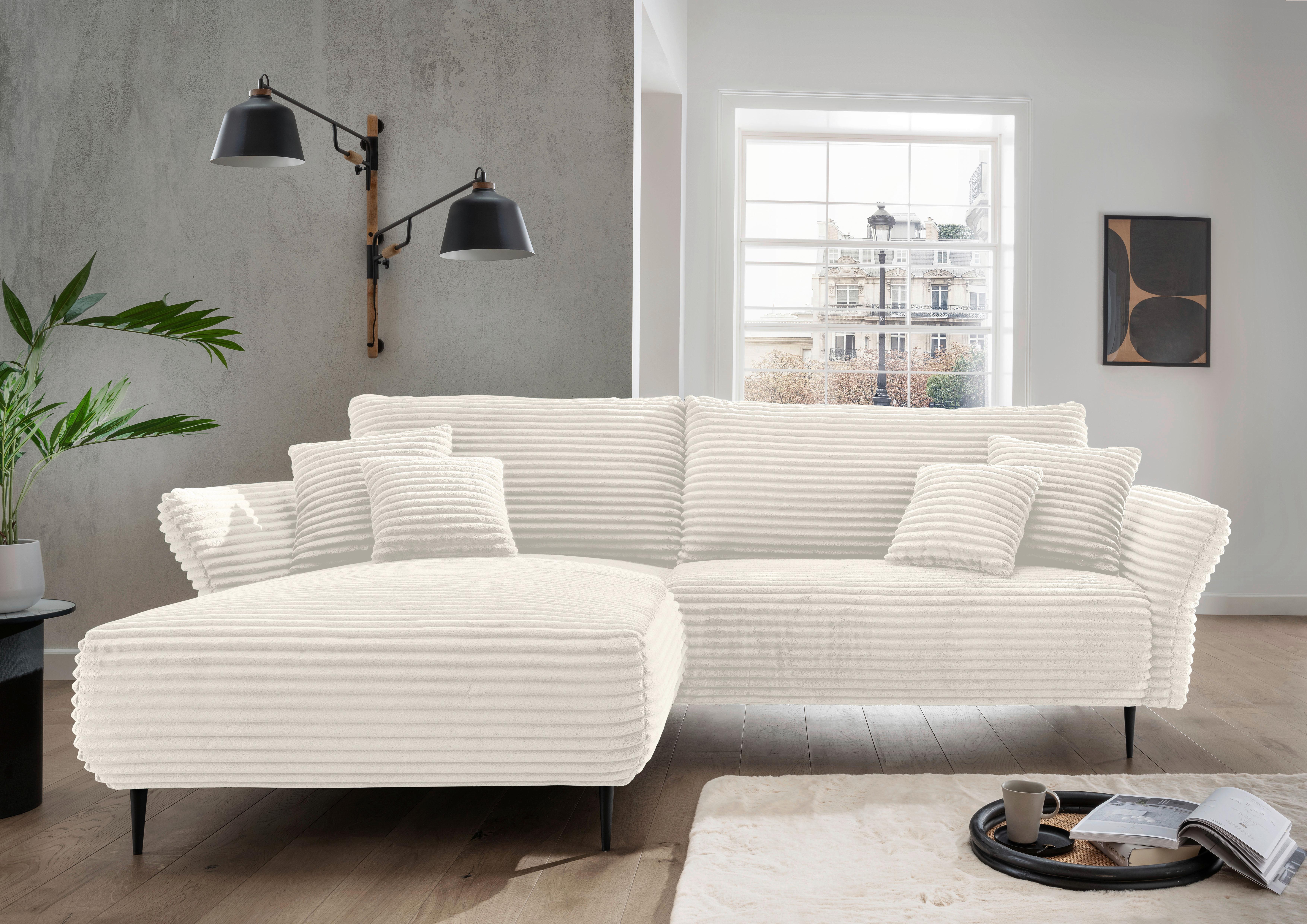 Ecksofa Vanilla Weiß S: 178x264-302 cm - Schwarz/Weiß, Design, Textil (178/264-302cm) - Livetastic
