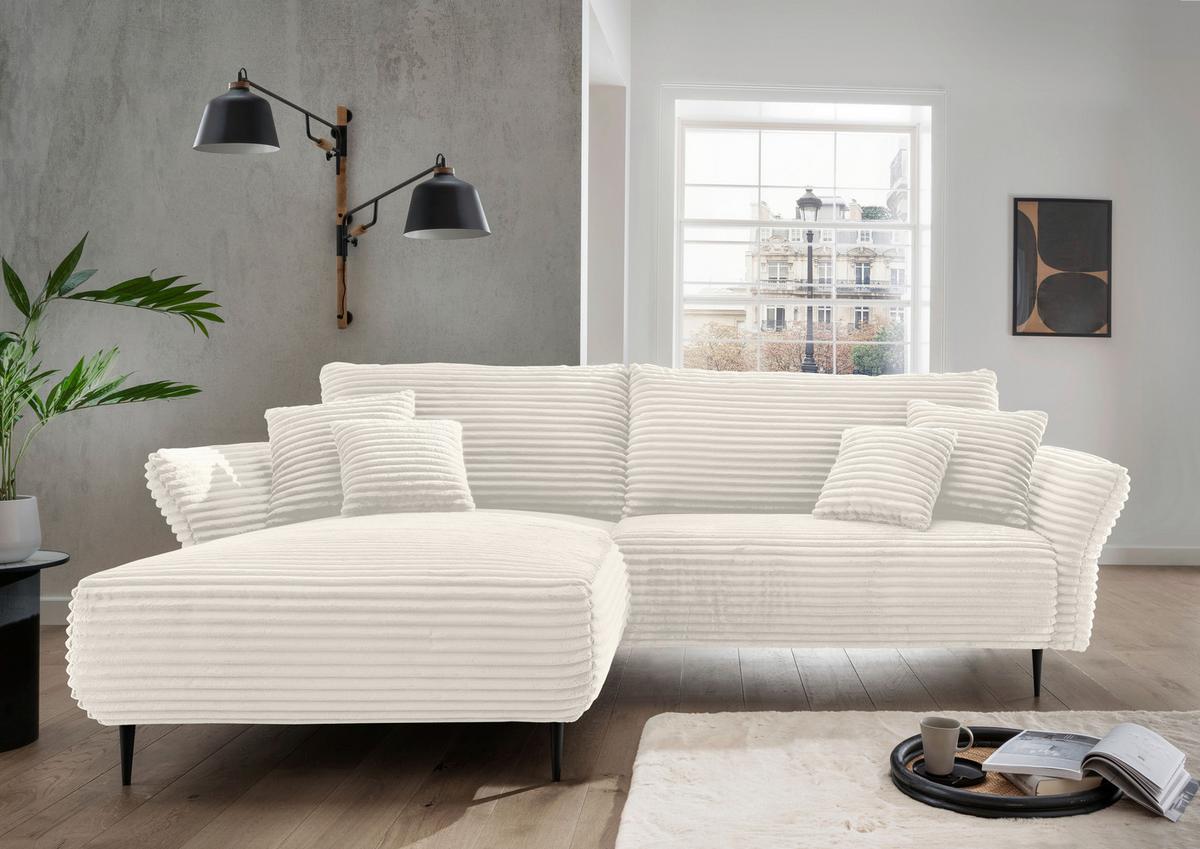 Ecksofa Vanilla Weiß S: 178x264-302 cm - Schwarz/Weiß, Design, Textil (178/264-302cm) - Livetastic