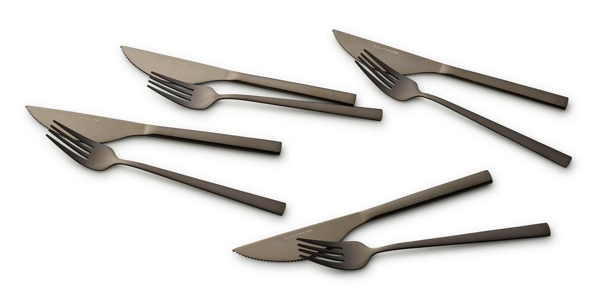 Pizzabesteckset 8-Teilig für 4 Personen - Schwarz, Basics, Metall (23cm) - Echtwerk