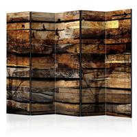 Paravent Braun Schwarz B: 225 cm - Schwarz/Braun, Basics, Holz/Textil (225/172/3cm) - artgeist