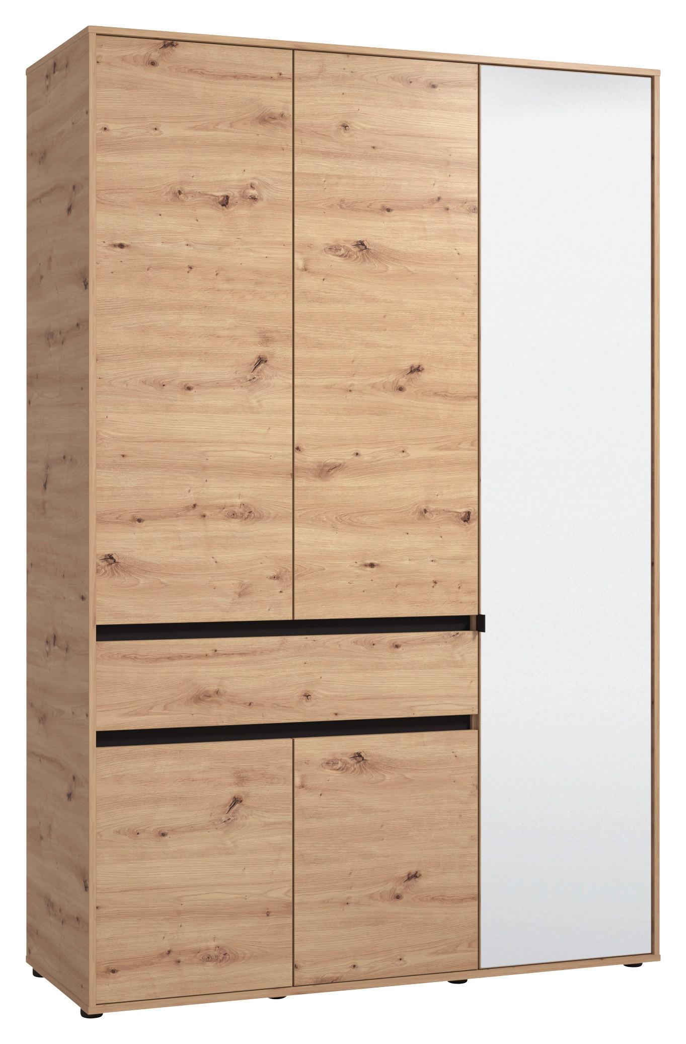 Nyílóajtós Szekrény Corbett 138,5/210cm - fekete/Artisan tölgy, Basics, faalapú anyag/üveg (138/210,5/54cm)