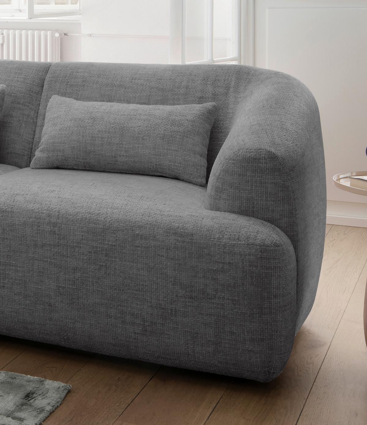 Ecksofa Caponi Silberfarben S: 160x256 Cm - Silberfarben/Schwarz, MODERN, Textil (160/256cm) - Livetastic