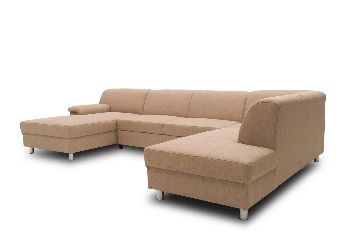 Wohnlandschaft Jamie Beige - Chromfarben/Beige, KONVENTIONELL, Textil (150/308/194cm) - MID.YOU