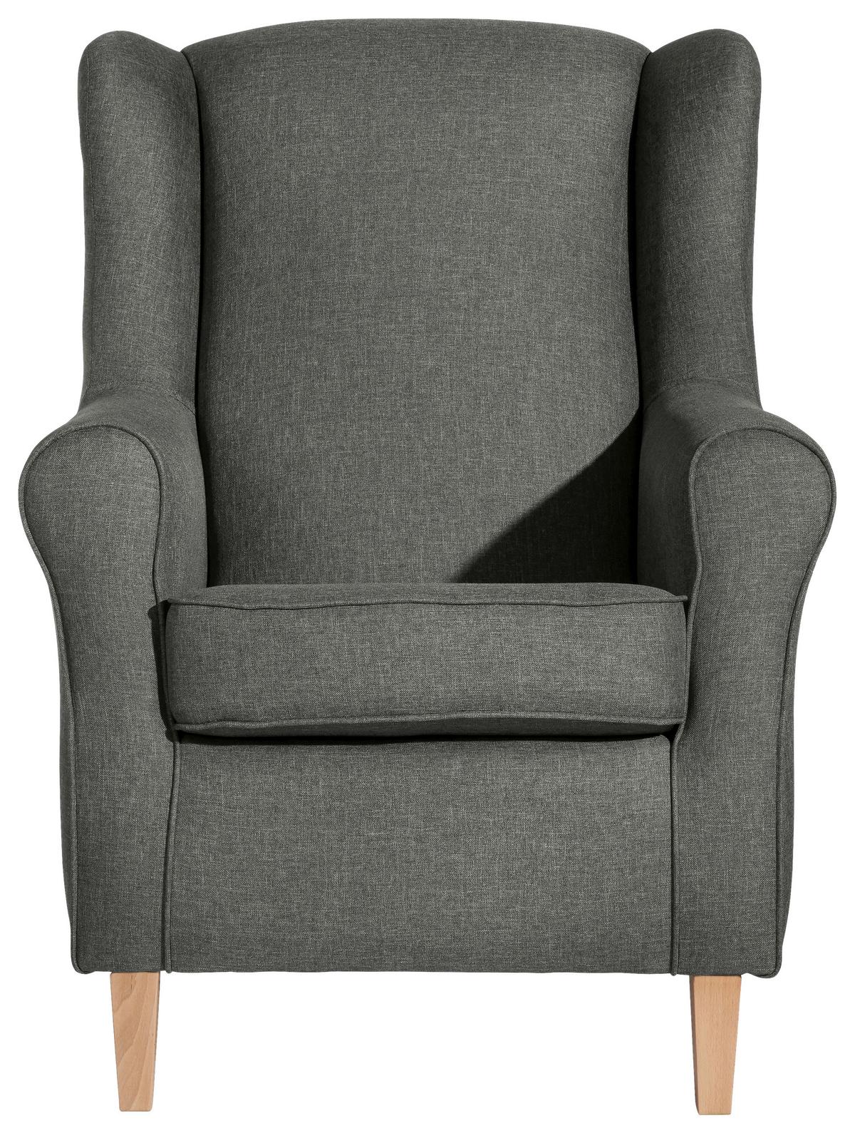 Ohrensessel Mit Armlehnen Lorris Anthrazit - Anthrazit/Buchefarben, MODERN, Textil (77/103/86cm) - Max Winzer