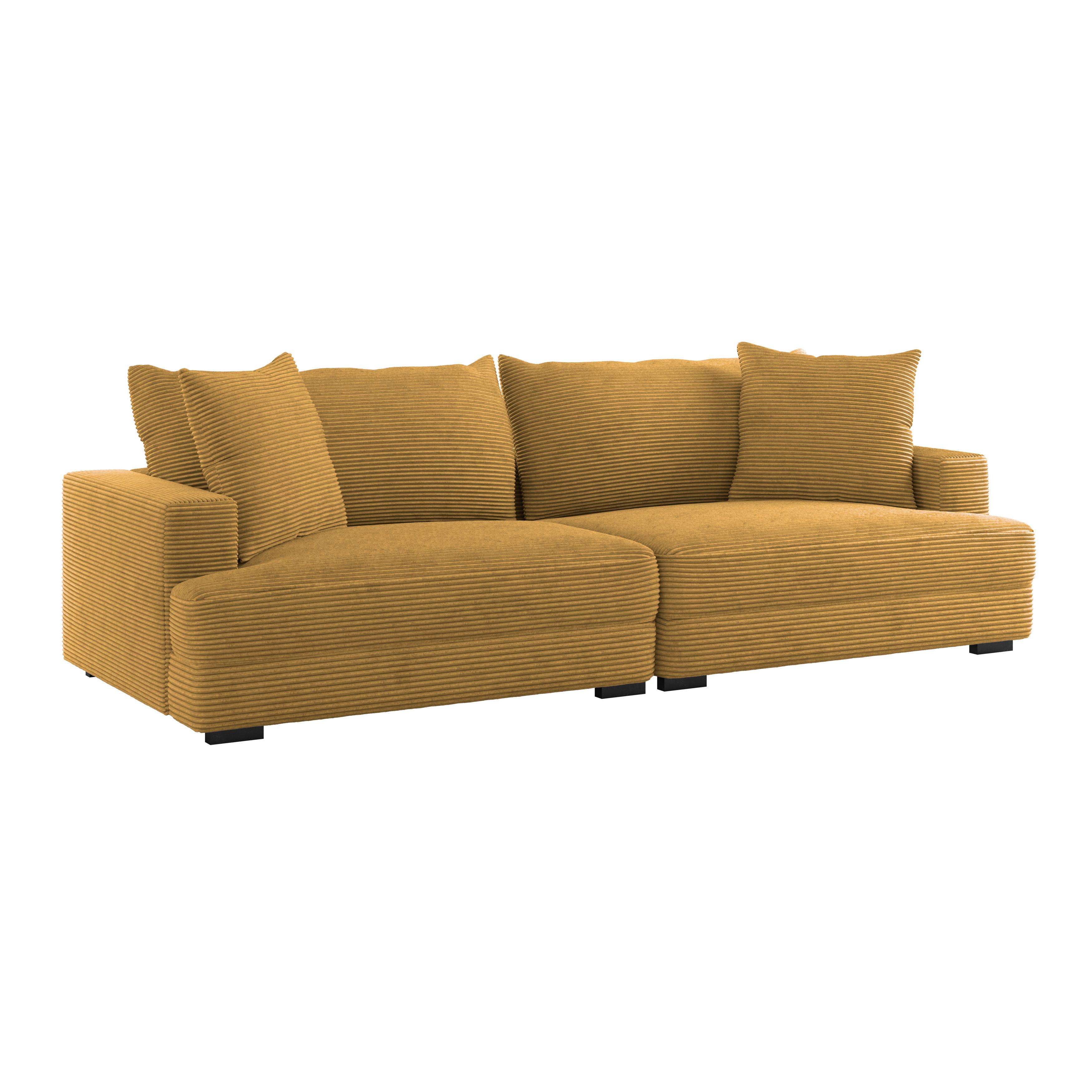 Megasofa Pelle-Megasofa - Wengefarben/Senfgelb, Trend, Textil (261/124cm) - Luca Bessoni