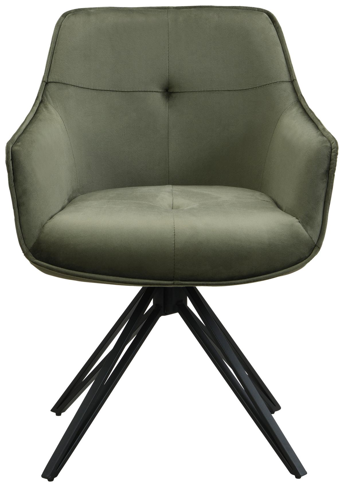 Armlehnstuhl Aurelia Grün/Schwarz B: 57 cm - Schwarz/Grün, MODERN, Textil/Metall (57/82/61cm) - Livetastic
