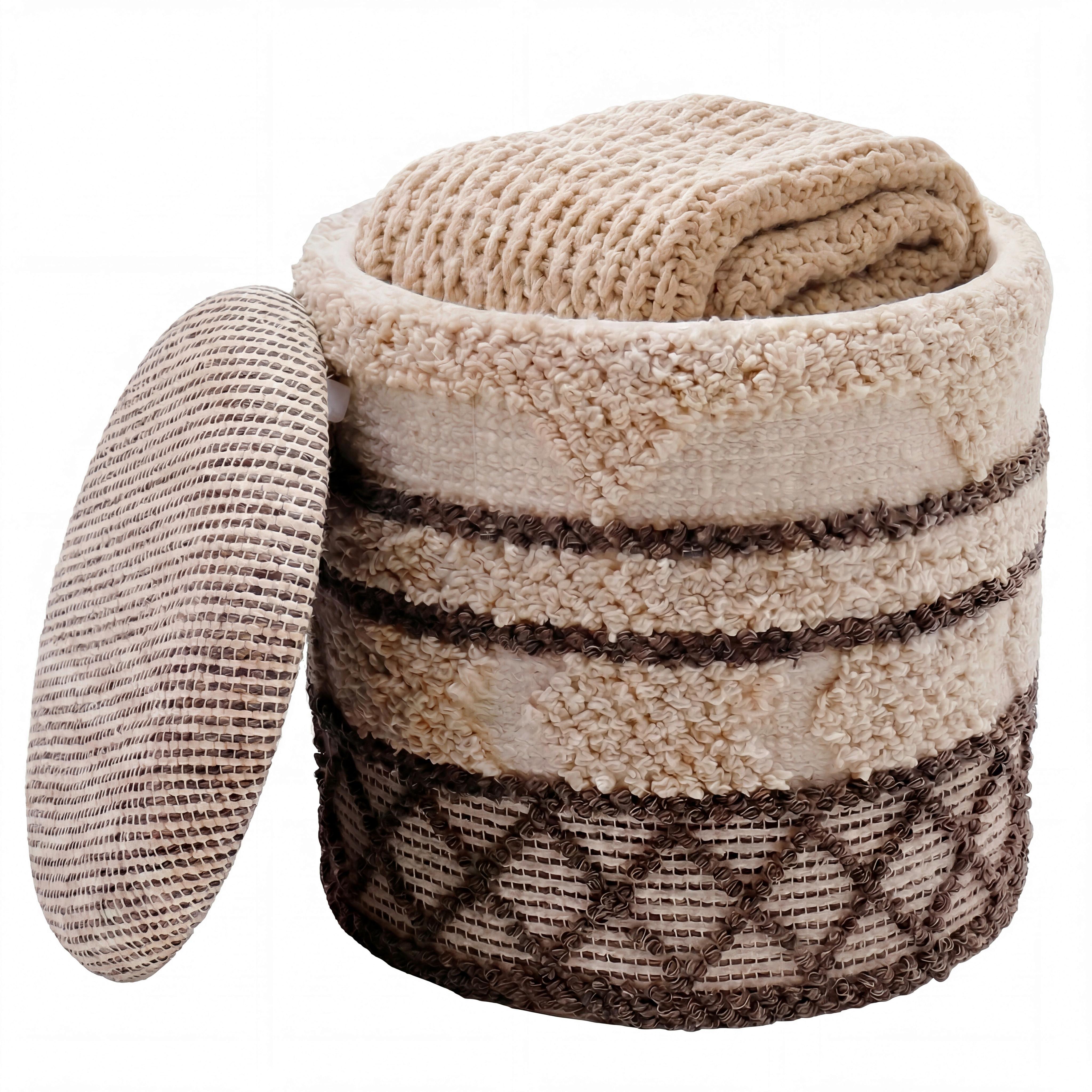 Taburet, š: 40 cm - béžová, Design, textil (40/45/40cm) - Livetastic