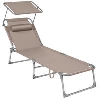 Sonnenliege Taupe inkl. Sonnendach, B: 53 cm - Taupe, Basics, Textil/Metall (53/29,5/193cm) - Modante