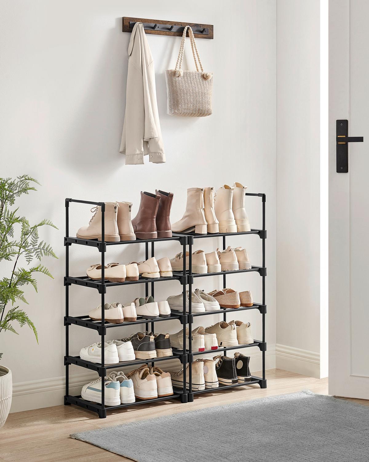 REGÁL NA BOTY ECO - černá, Trend, kov/plast (45/174/30cm) - Boxxx