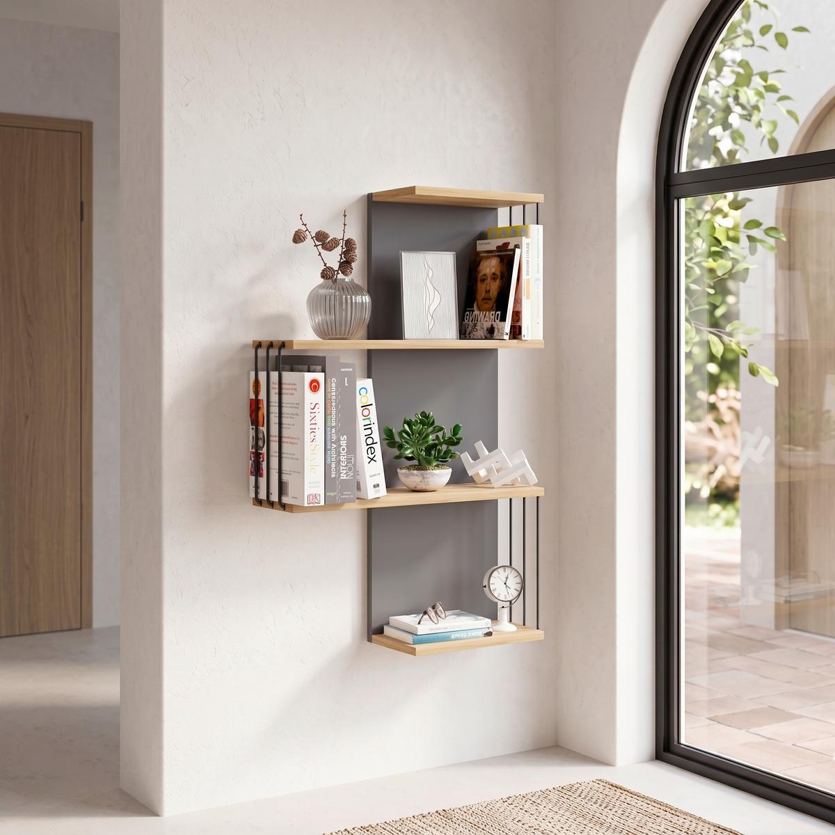 Wandboard Dolira Anthrazit/Eichefarben B: 68 cm - Eichefarben/Anthrazit, Design, Holzwerkstoff (68/98/19cm) - Livetastic