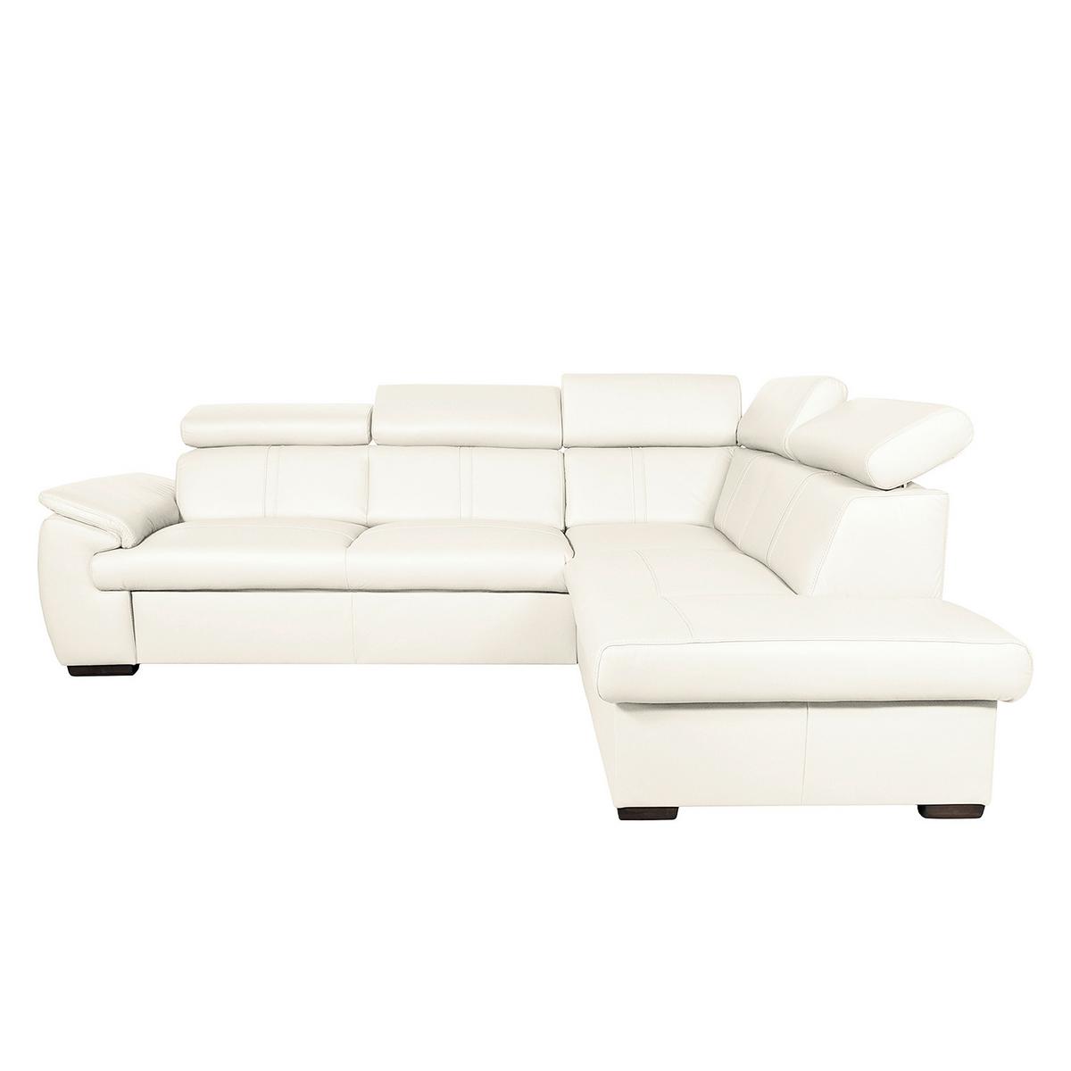 Ecksofa City Weiß B: 265x211 Cm - Wengefarben/Weiß, Design, Leder (265/211cm) - Livetastic