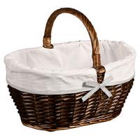 Einkaufskorb Braun, Mit Textilfutter - Braun/Weiß, Basics, Naturmaterialien/Textil (45/33/37cm) - Kesper