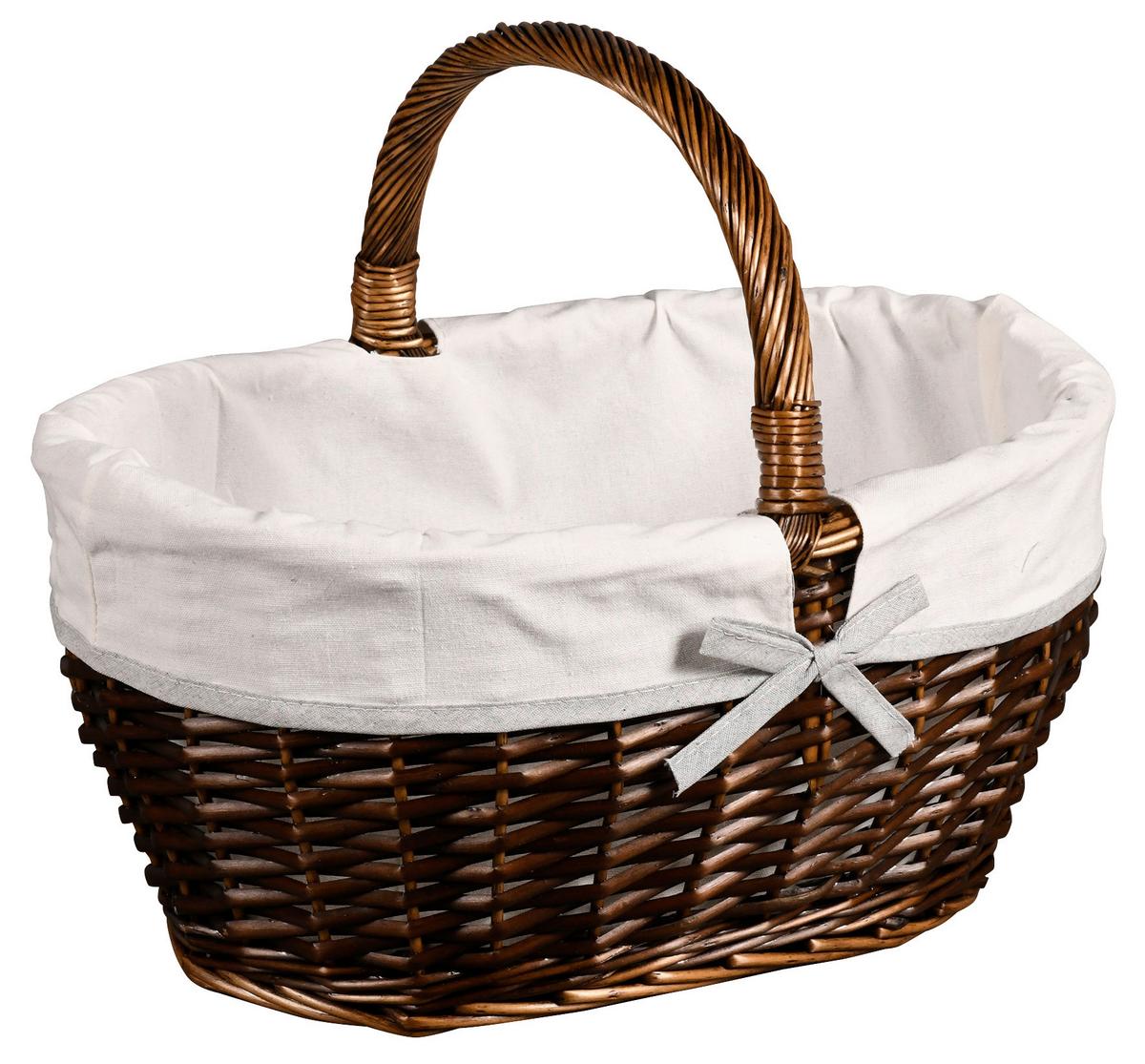 Einkaufskorb Braun, Mit Textilfutter - Braun/Weiß, Basics, Naturmaterialien/Textil (45/33/37cm) - Kesper