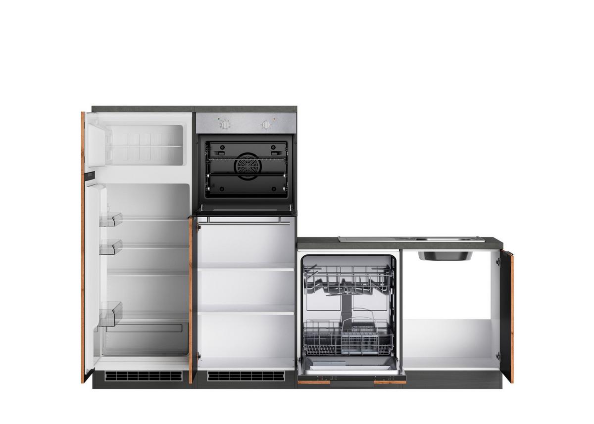 Eckküche Liverpool Graphit/ Eiche Dekor S: 300x240 cm - Schieferfarben/Eiche Wotan, Basics, Holzwerkstoff (300/240cm) - Held