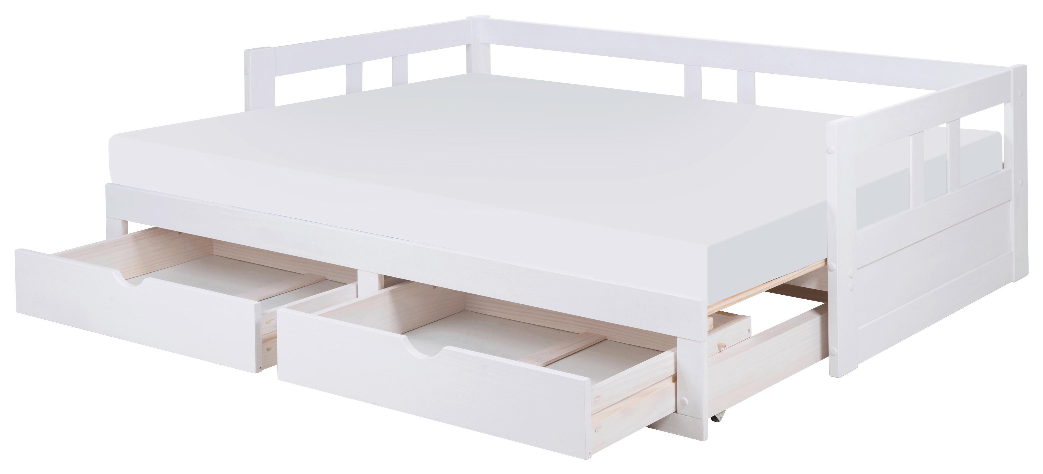 Ausziehbett Mit Lattenrost 205,5x100 Cm Livio Weiß - Weiß/Naturfarben, ROMANTIK / LANDHAUS, Holz/Holzwerkstoff (90/200cm) - MID.YOU