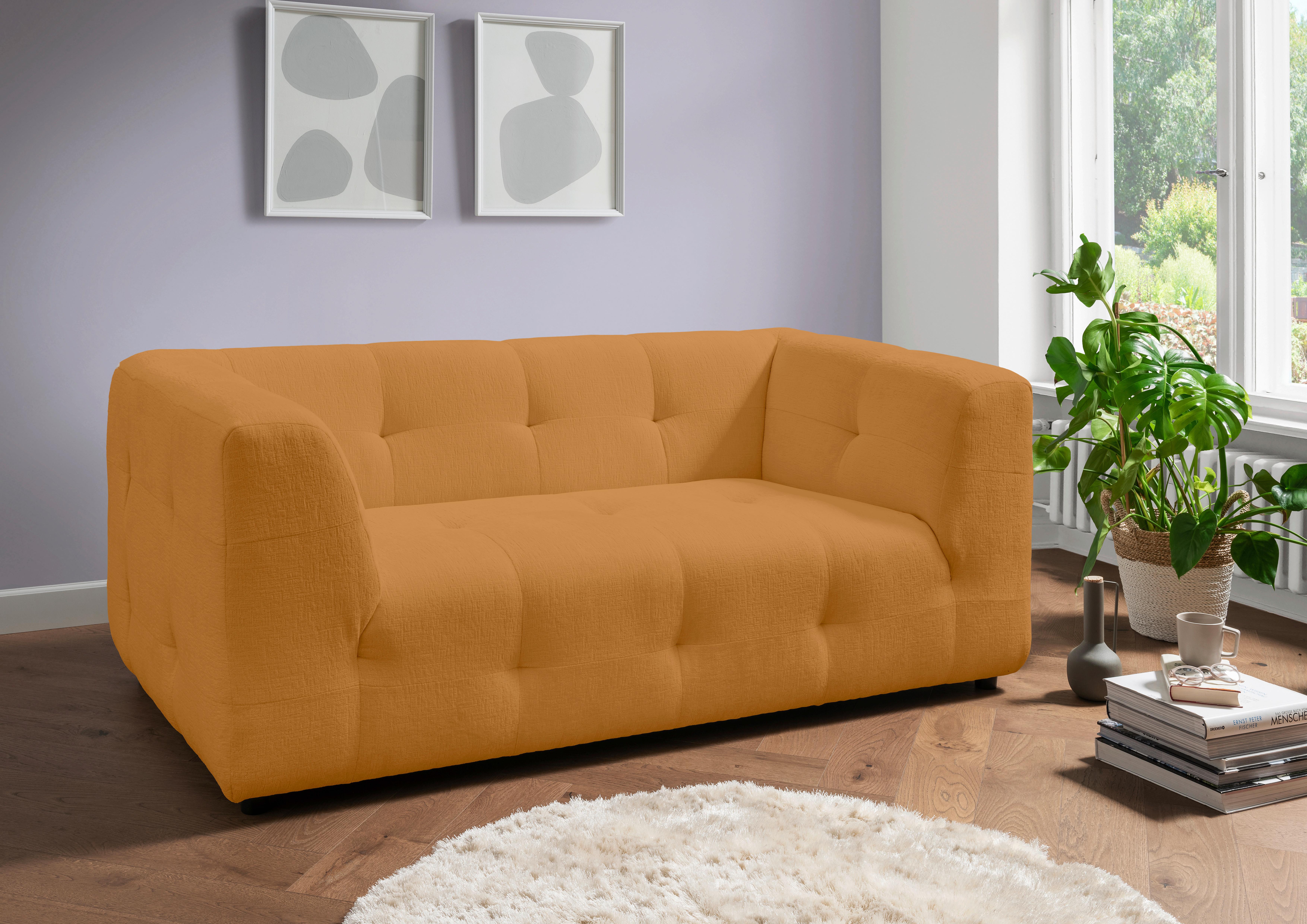 2-Sitzer-Sofa Velice, Goldfarben B: 184 cm - Goldfarben/Schwarz, Design, Textil (184/72/95cm) - Livetastic