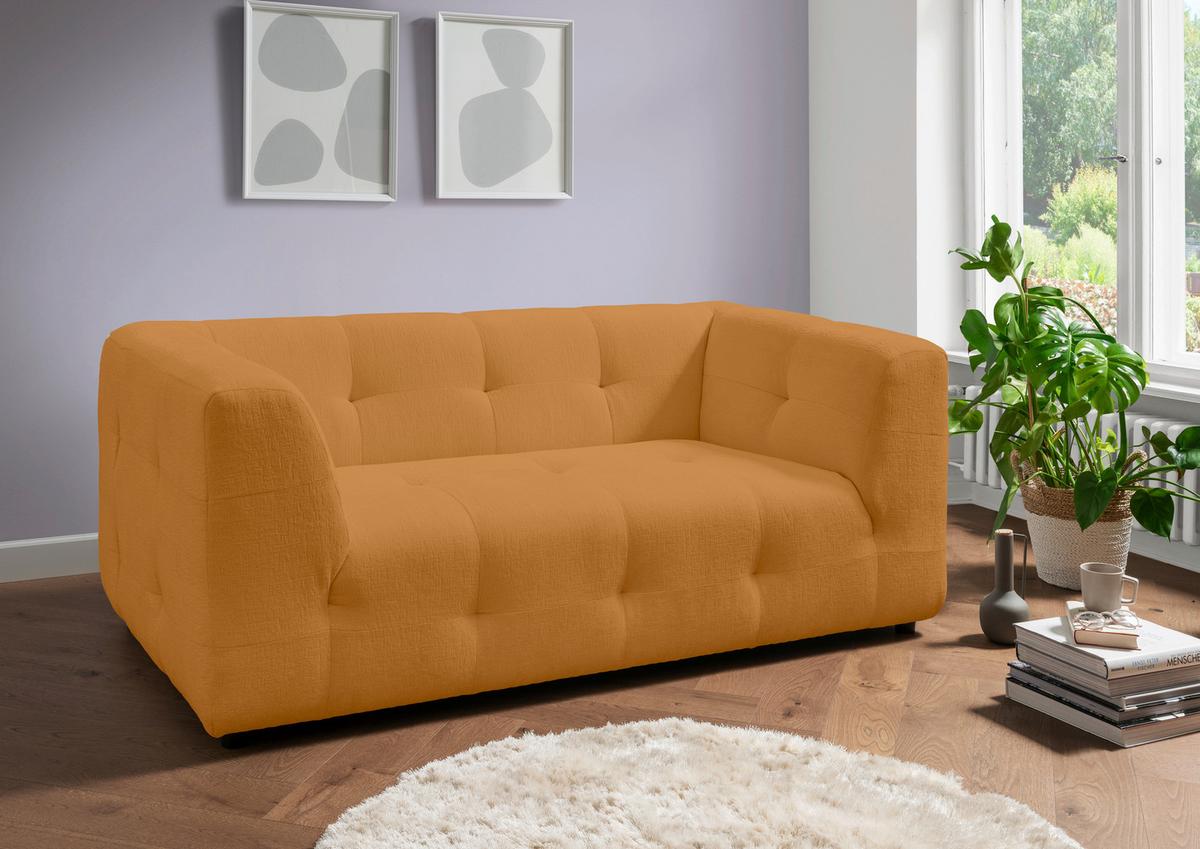 2-Sitzer-Sofa Velice, Goldfarben B: 184 cm - Goldfarben/Schwarz, Design, Textil (184/72/95cm) - Livetastic