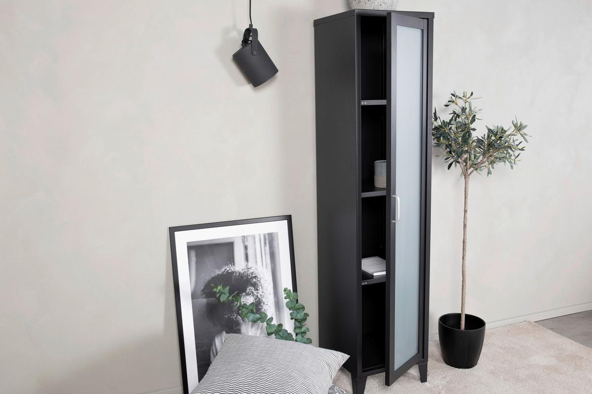 Vitrine Acero - Schwarz, Design, Glas/Metall (35/150/35cm) - Livetastic