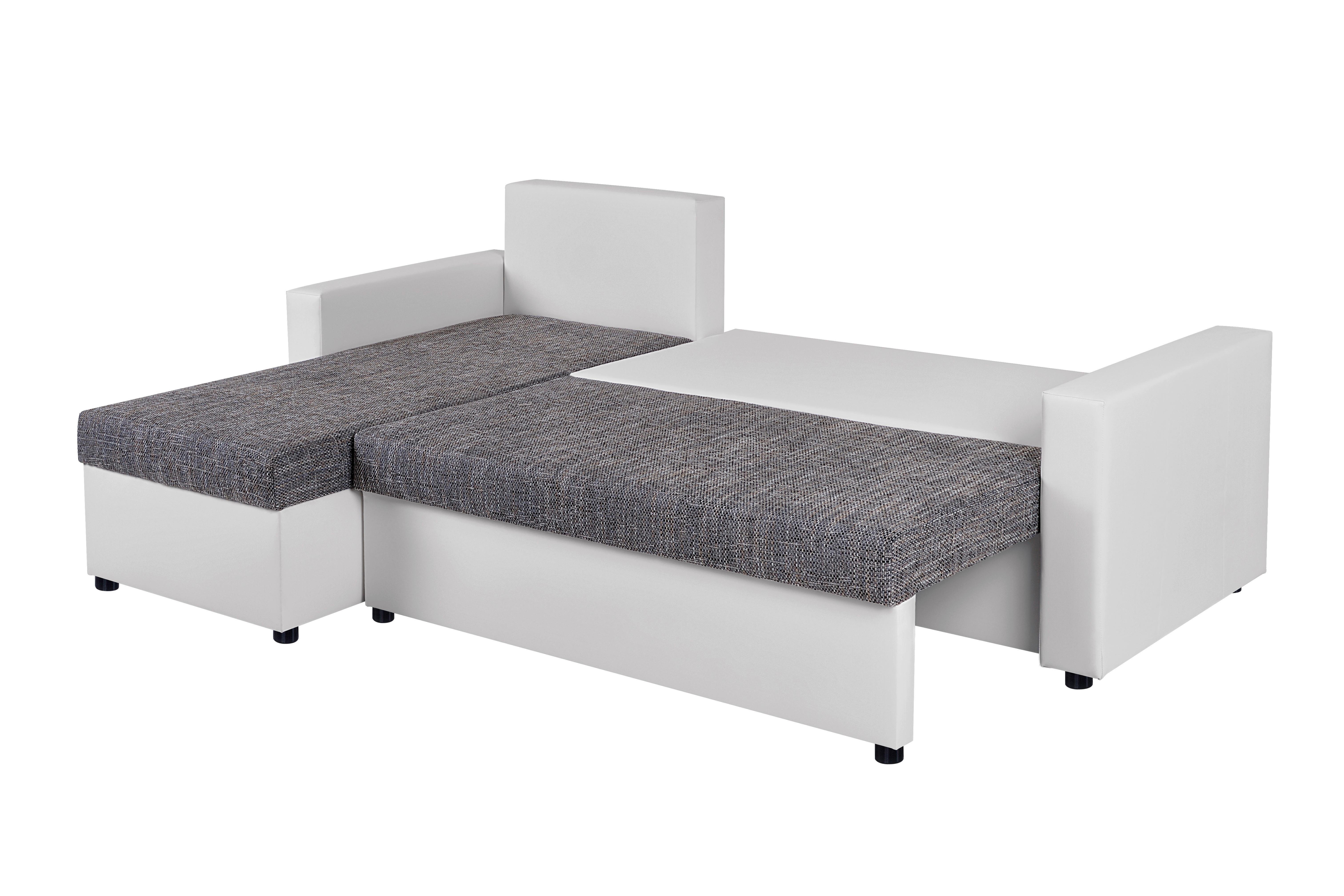 Rohová sedačka HIT, biela / sivá, obojstranná - sivá/biela, Design, kompozitné drevo/textil (147/228cm) - Based