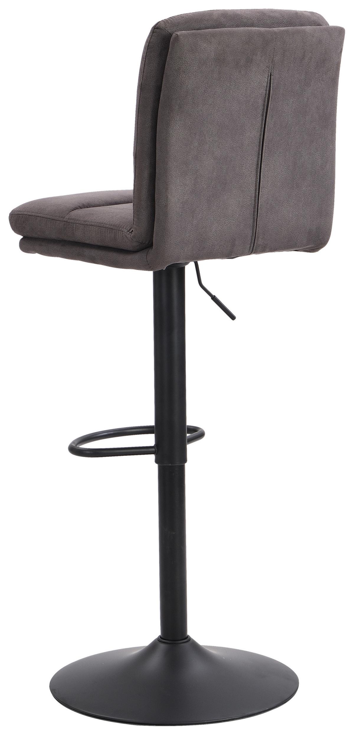 Barhocker Höhenverstellbar Pub Grau 2-Er Set - Schwarz/Grau, MODERN, Textil/Metall (42/97-118/52cm) - MID.YOU