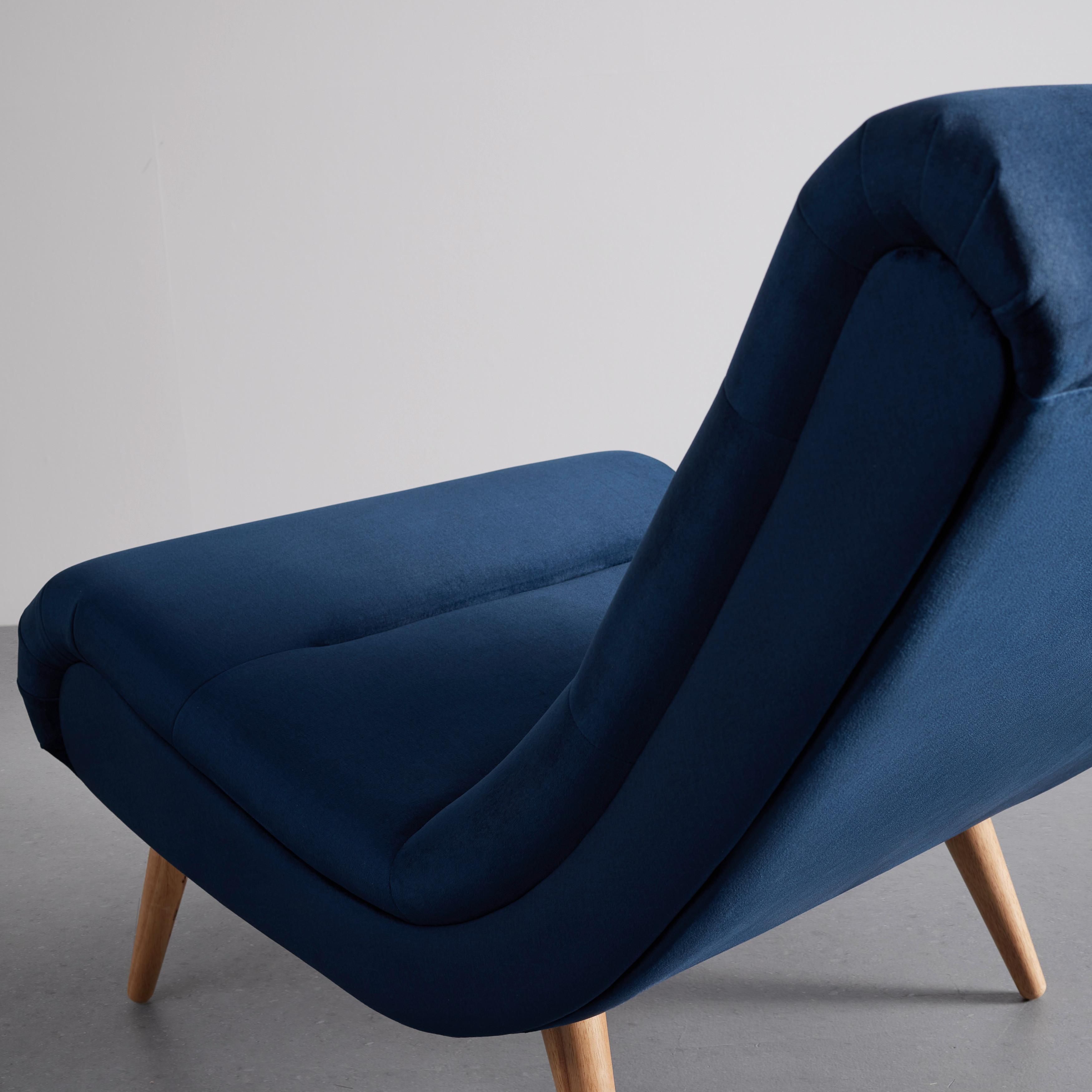 Kreslo Jan Modrá - prírodné farby/modrá, Moderný, drevo/textil (74/102/90cm) - PBJ