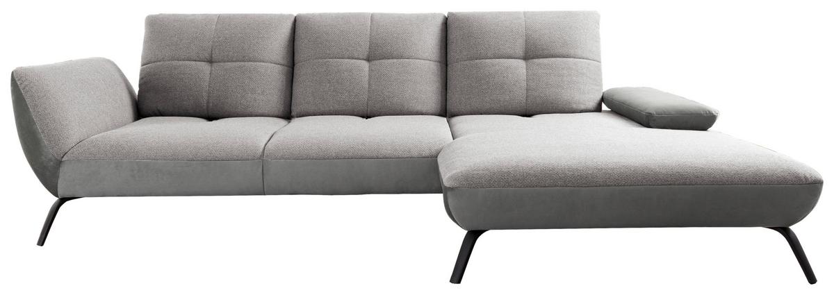 Wohnlandschaft Dover Xc - Silberfarben/Hellgrau, MODERN, Holzwerkstoff/Textil (301/191cm)
