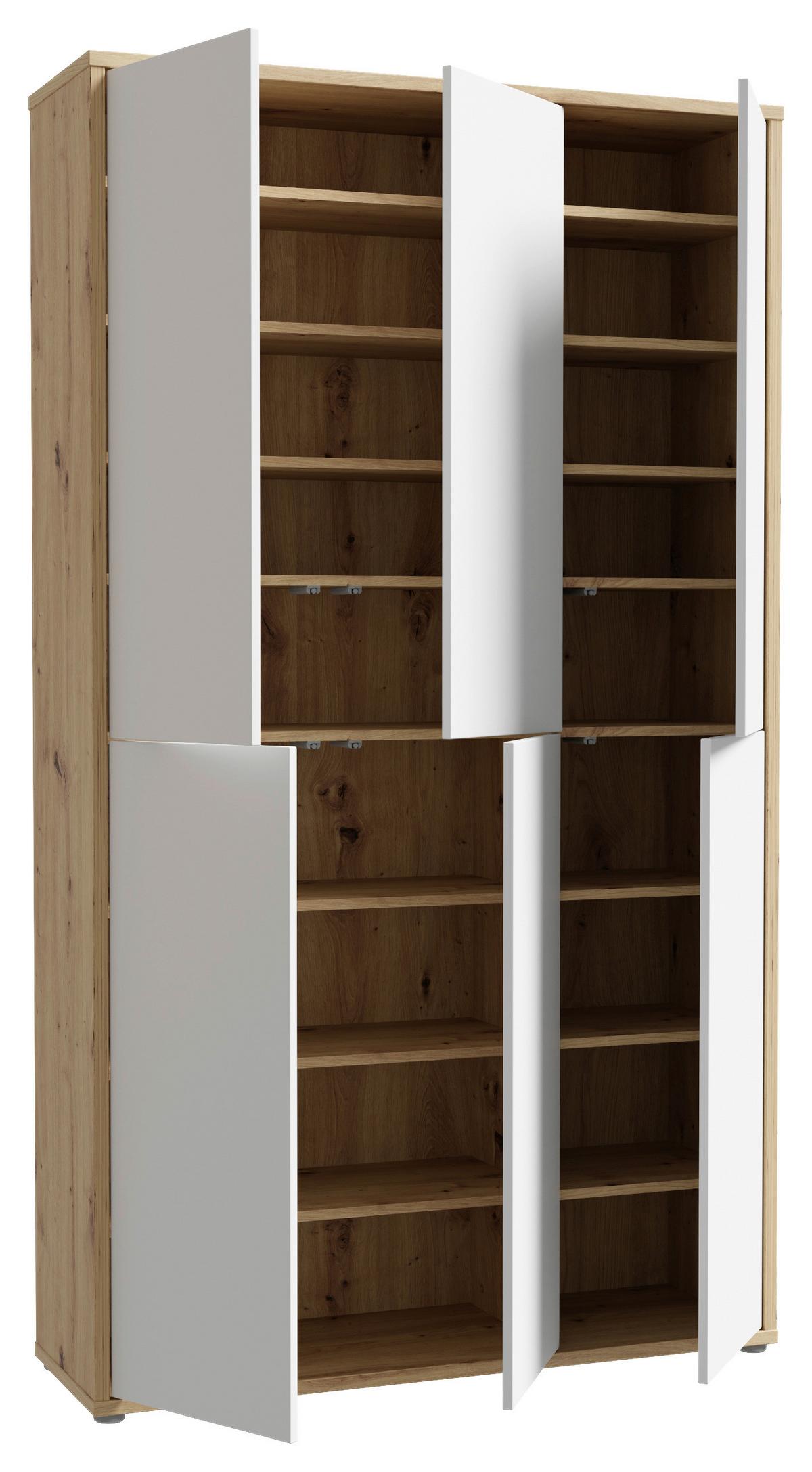 Skriňa na topánky, sivá/dub artisan, š: 109,2cm - sivá/svetlosivá, Modern, kompozitné drevo/plast (109,2/191,9/34,9cm)