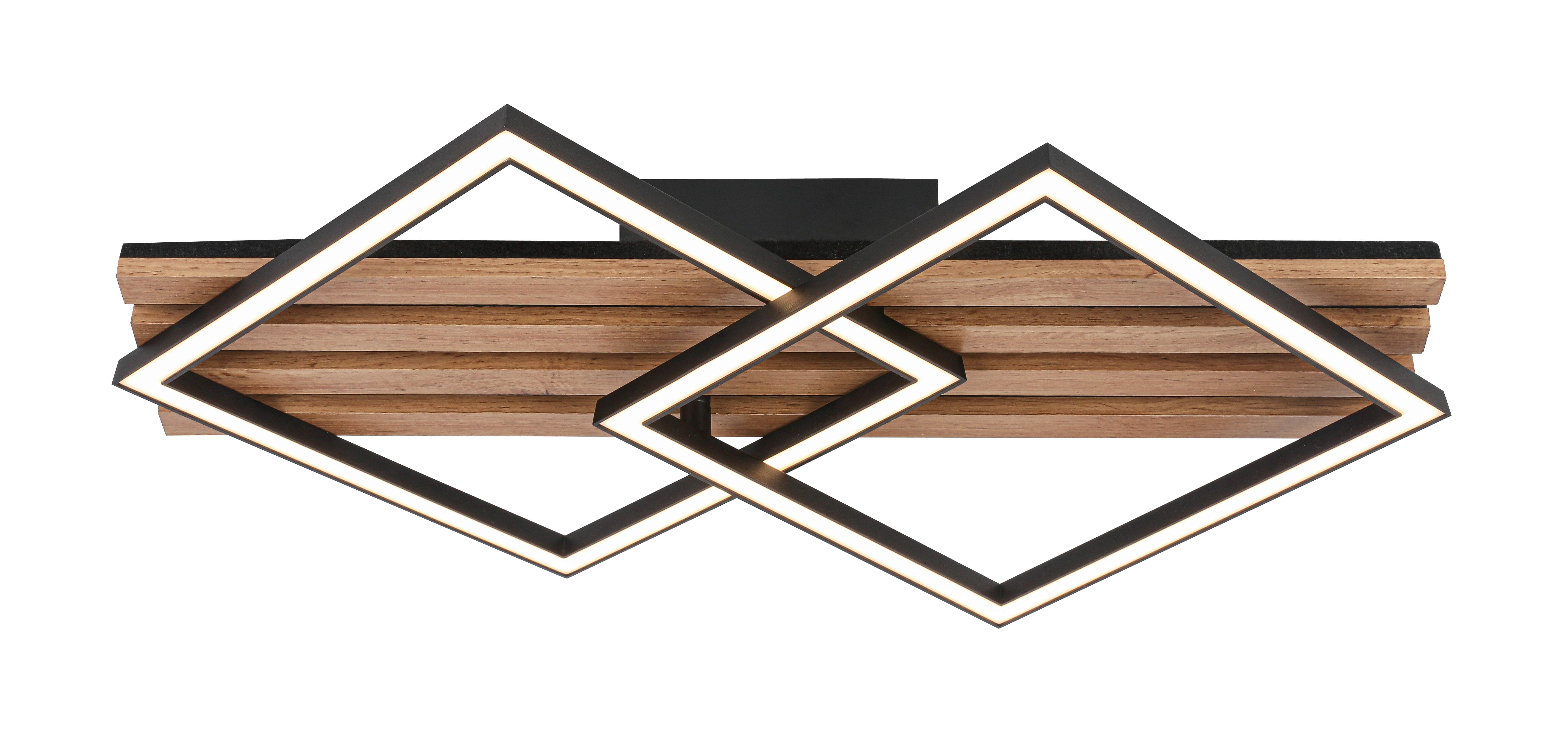 LED-Deckenleuchte Melina - Eichefarben/Schwarz, MODERN, Holzwerkstoff/Kunststoff (55/35/8,7cm) - Luca Bessoni