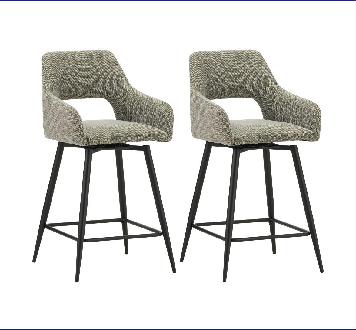 Barhocker-Set Amiens Grün, B: 51,5 cm - Schwarz/Grün, MODERN, Textil/Metall (51,5/97/54cm) - MID.YOU