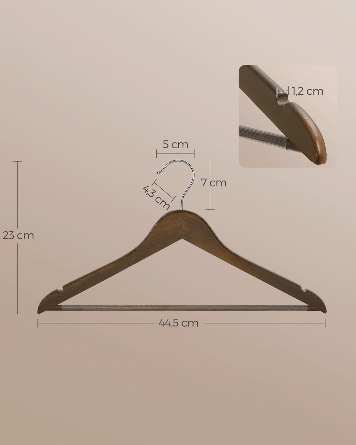 Kleiderbügelset Braun/Silberfarben B: 44,5 cm - Silberfarben/Braun, Basics, Holz/Metall (44,5cm)