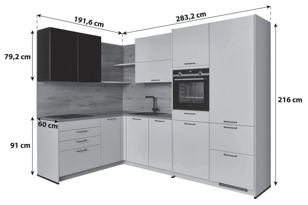 ECKKÜCHE LUCCA - Sandfarben/Eichefarben, Trend, Holzwerkstoff (191,6/283,2cm) - Vertico
