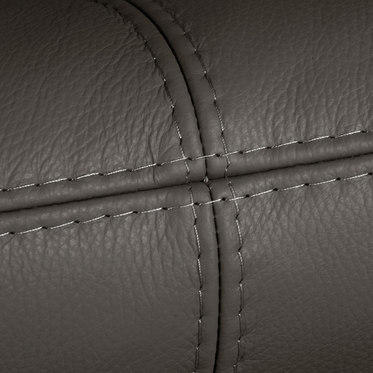 3-Sitzer-Sofa Comodo Echtleder Dunkelbraun B: 214cm - Dunkelbraun/Silberfarben, Design, Leder (214/90/88cm) - Livetastic