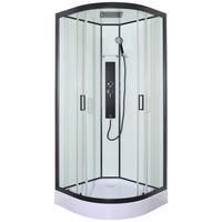 Sprchový kút s LED, Bluetooth, rádiom, čierna - priehľadné/čierna, plast/sklo (90/90/225cm) - Sanotechnik