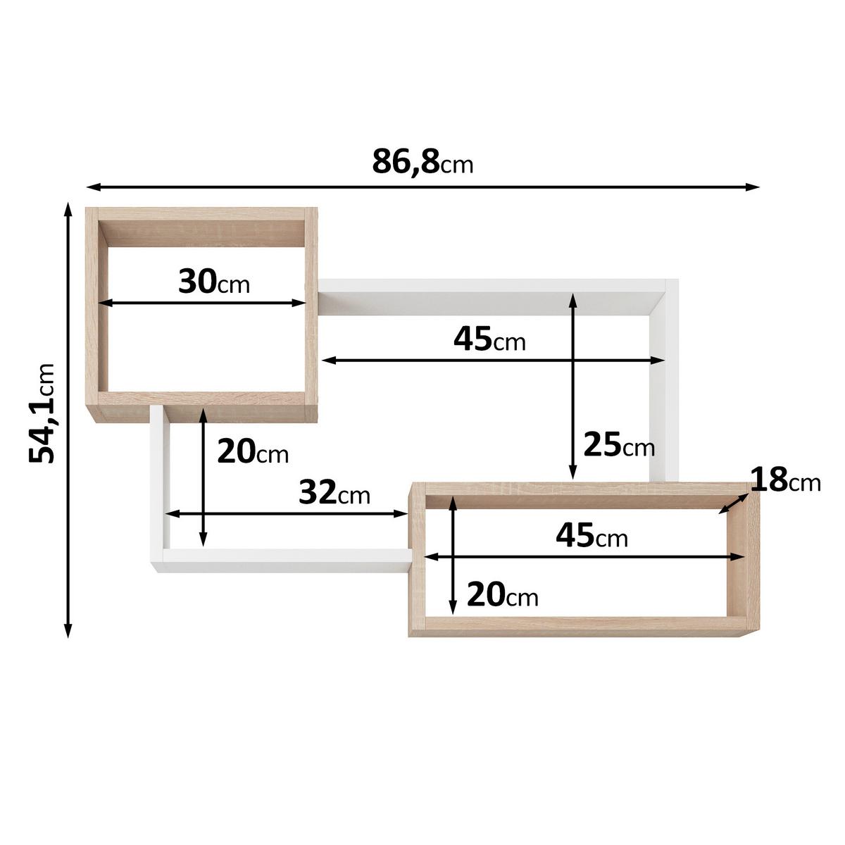 Wandregal Trio Wotan Eiche Dekor/Weiß B: 86,8cm - Eiche Wotan/Weiß, Basics, Holzwerkstoff (86,8/54,1/18cm)