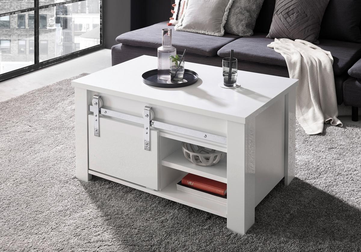 Couchtisch Daytona Weiß/Weiß Hg B: 93 cm - Weiß Hochglanz/Weiß, Design, Holzwerkstoff (93/50/60cm) - Livetastic