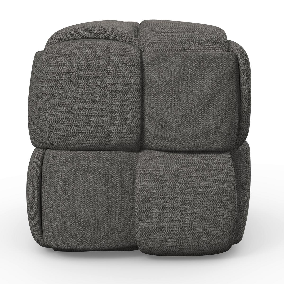 Taburet ELLA tmavě šedá bouclé - černá/tmavě šedá, Moderní, dřevo/textil (45/45/45cm) - Bessagi Home