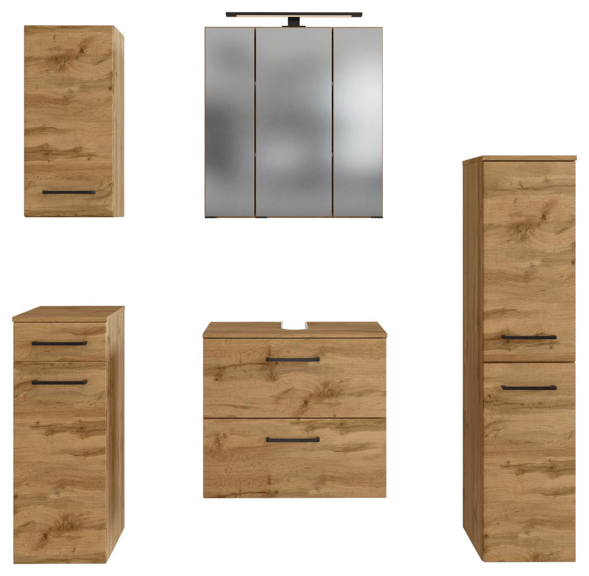 Badmöbel-Set Manchester B: 120 cm Eiche Wotan Dekor - Eichefarben, MODERN, Holzwerkstoff (120cm) - Held