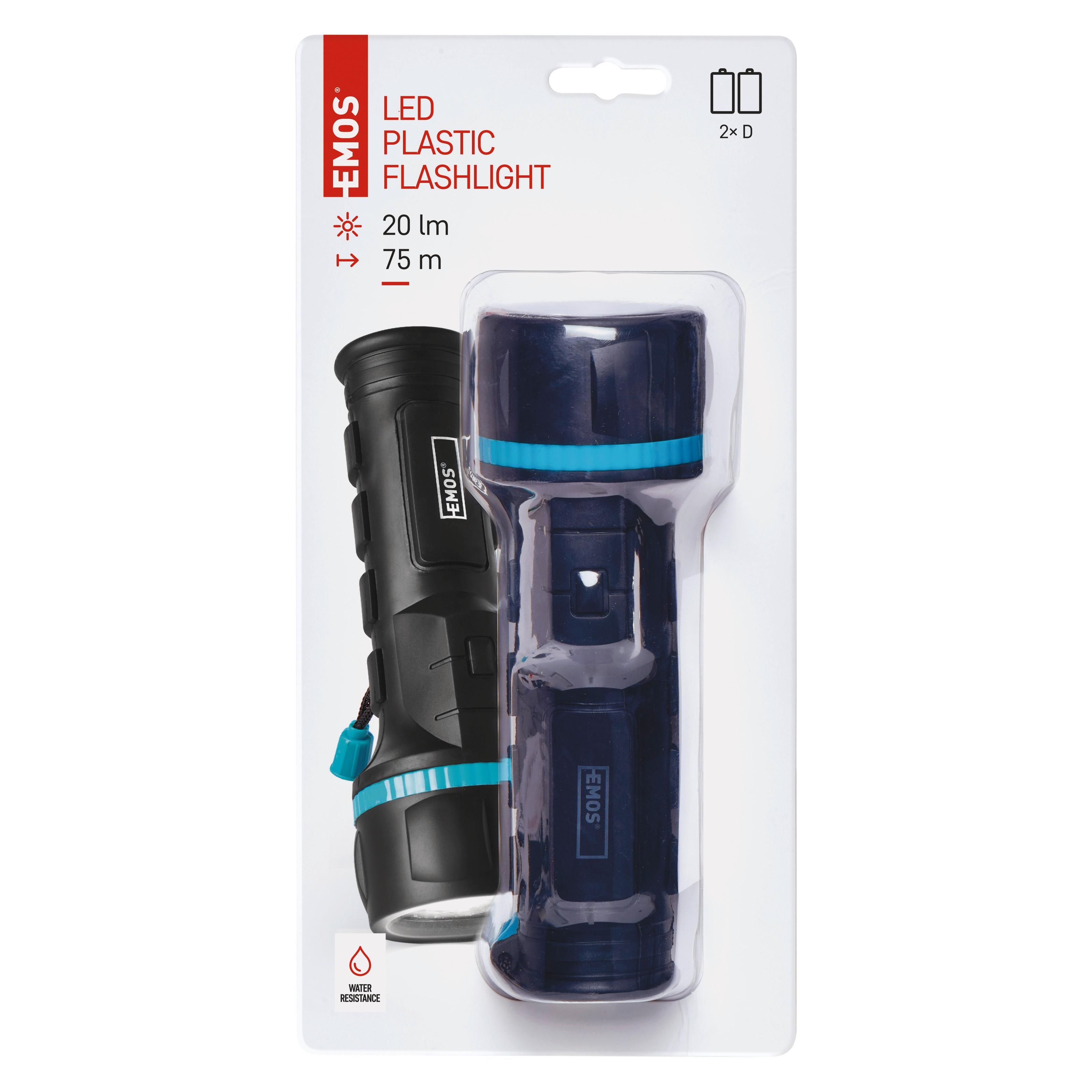 Elemlámpa Led 20 Lumen - fekete, műanyag (6,8/19cm)